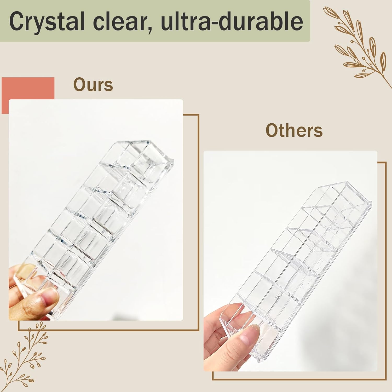 4 Pack Lipstick Organizer, 12 Slot Clear Acrylic Lipstick Holder, Makeup Organizer for Vanity, Drawer, Lip Gloss Storage Display