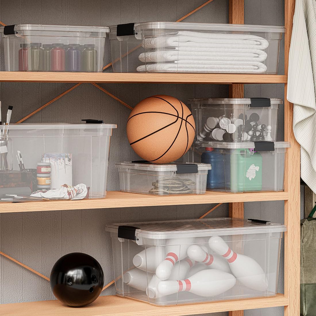 Superio Storage Bins with Lids- 8 Pack, 1.85 Qt Clear Boxes for Organizing, Stackable Plastic Containers- BPA Free, Non-Toxic, Odor Free, Organizer for Home, Office, Dorm