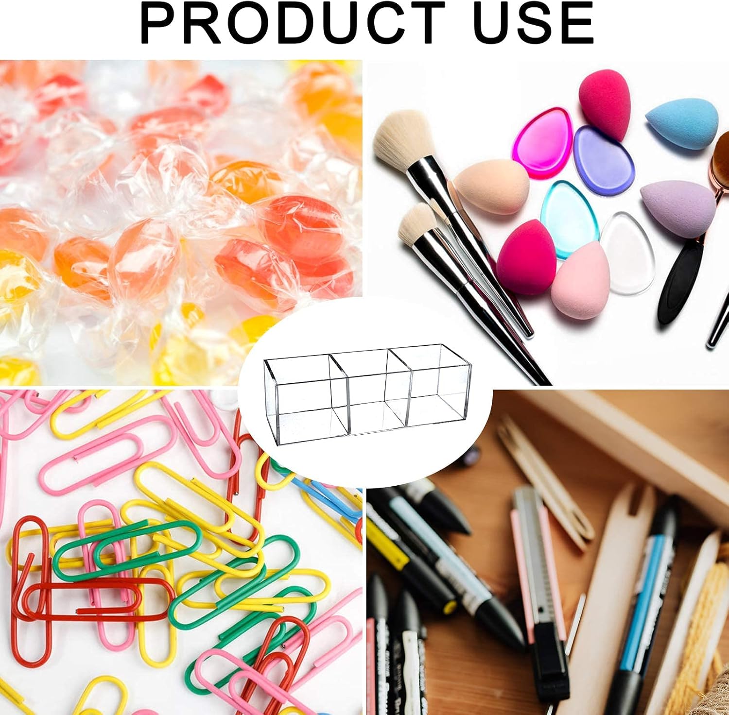 dedoot Acrylic Drawer Organizer, Clear 3 Compartment Makeup Organizer and Storage Small Clear Vanity Organizers for Makeup Brush, Home and Office Supplies, 7x2x2inch