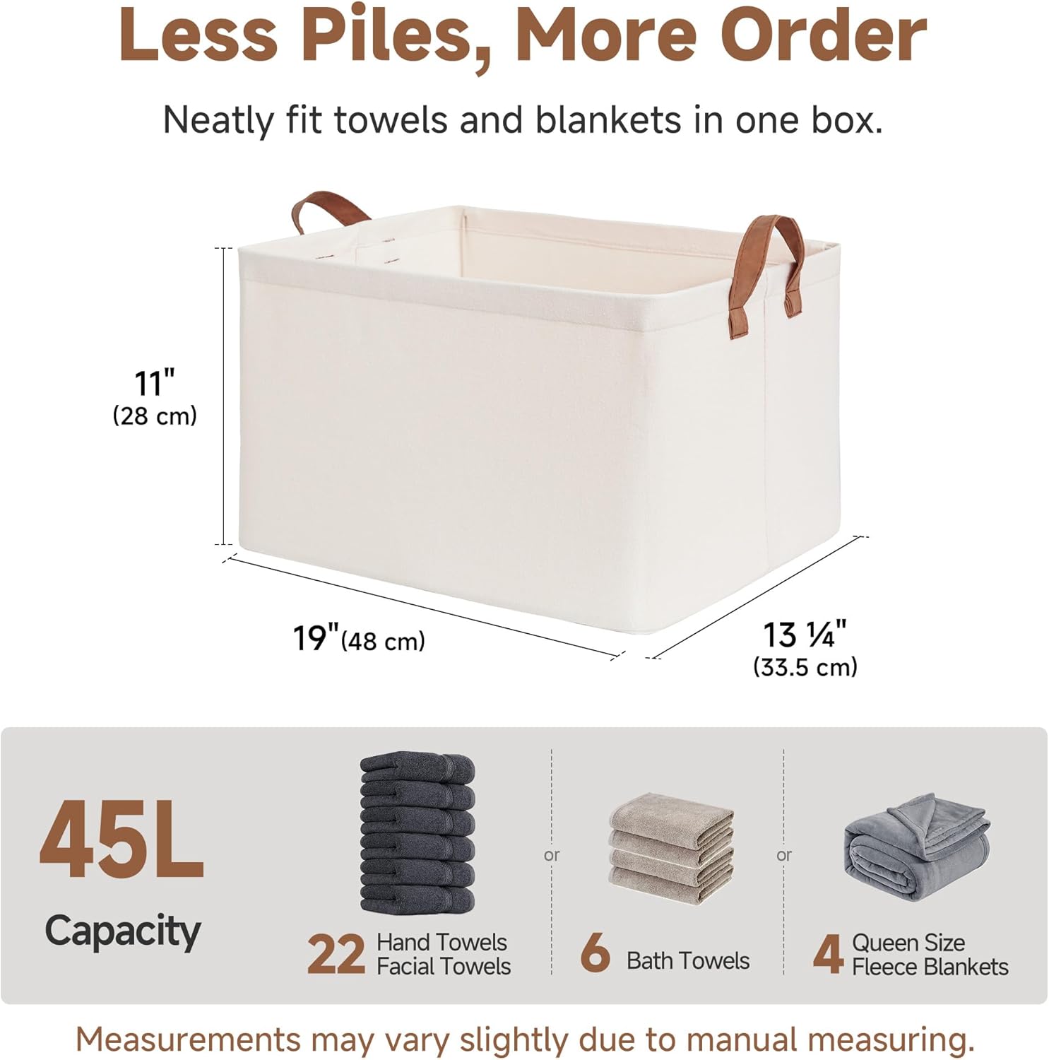 StorageWorks Fabric Storage Bins, Extra Large Storage Baskets for Shelves, Closet Organizers and Storage Bins with Metal Frame, Handles, Jumbo, Natural Color, 2-Pack