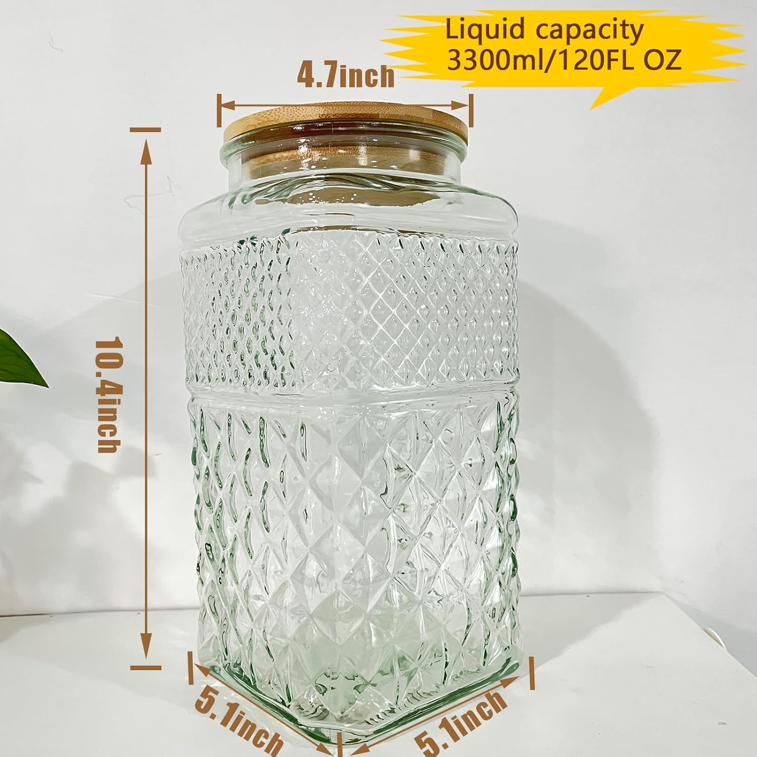 Viovian 1 Gallon Glass Jar with Lid Spoon 120 OZ Square Wide Mouth Glass Storage Jars Airtight Large Vintage Canister Container for Candy Cookie Sugar Coffee Tea Nuts Flour Dog Treat Laundry Pods