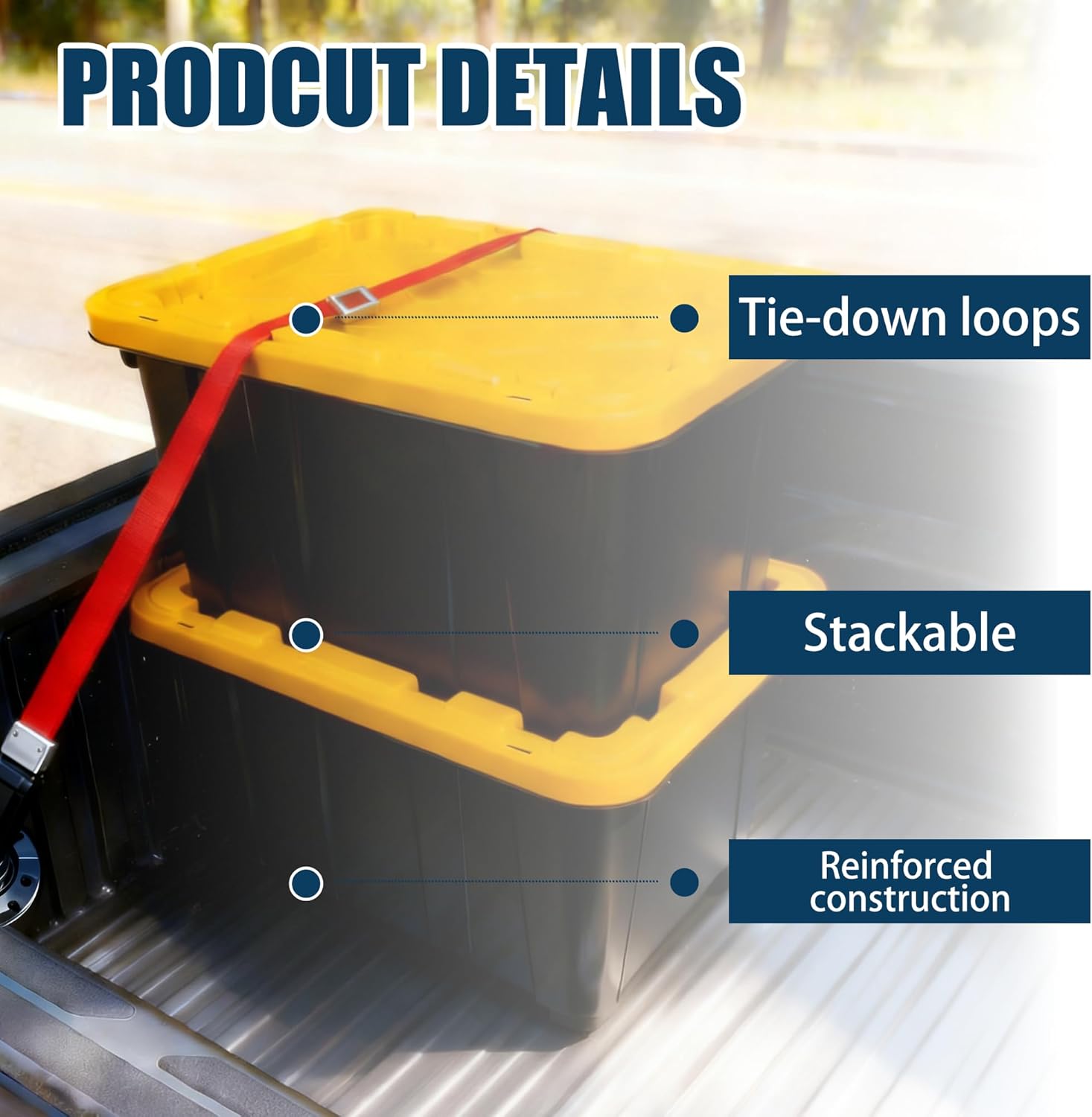 4-Pack Industrial Tote, Plastic Storage Container Bins with Lids, 7 Gallon - Heavy-Duty Organizing Containers for Home, Warehouse, and Transport