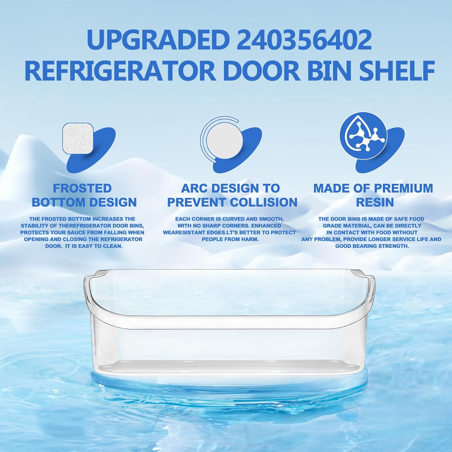 UPGRADE 240356402 Refrigerator Door Bin Replacement Part, Compatible with Frigidaire Refrigerator Door Shelf LFSS2612TF0 FFSS2615TS0 FGHS2631PF4A FGHS2655PF LGUS2642LF1 LFSS2612TE0 Door Bin(2-Pack)