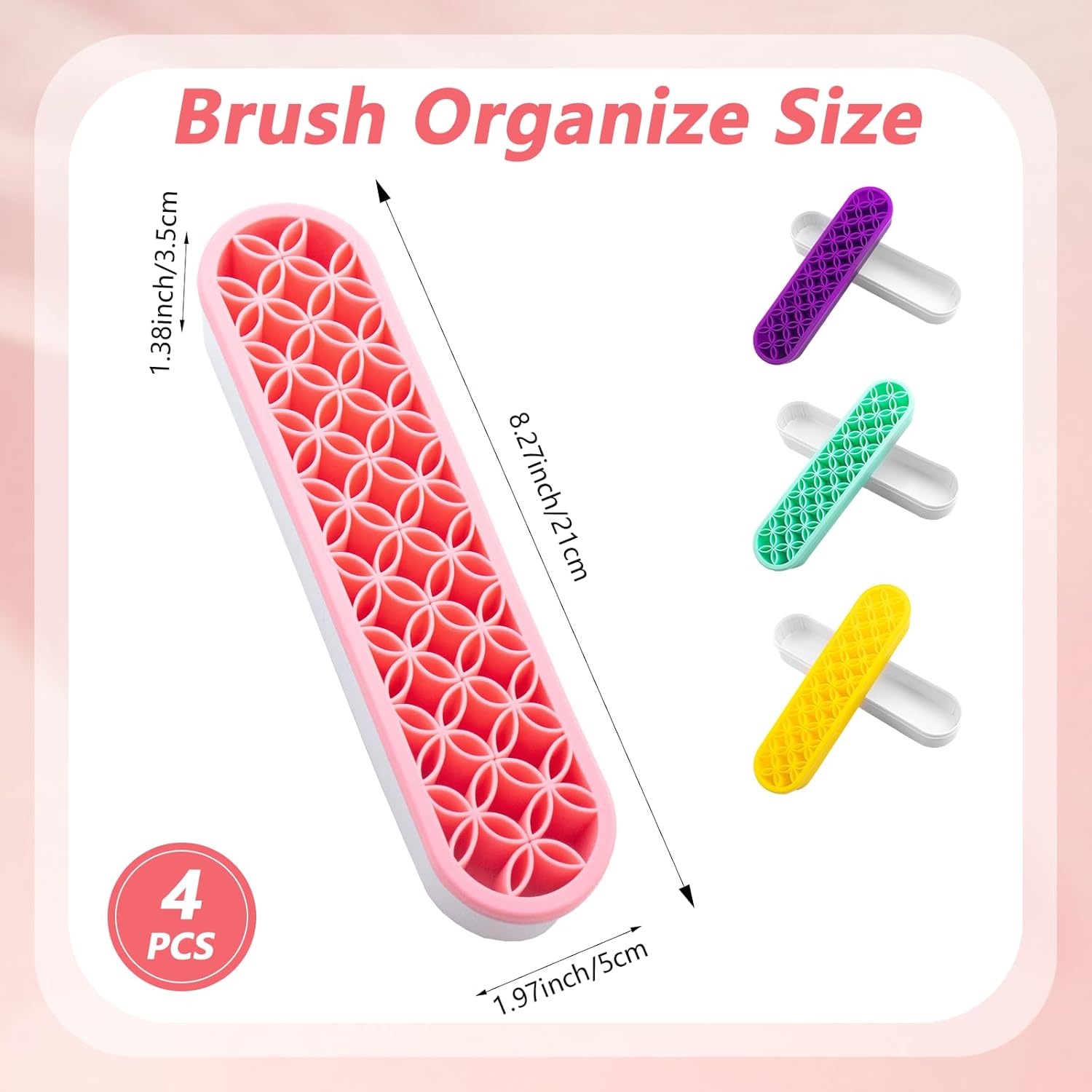 4 Pcs Silicone Makeup Brush Holder Stand Multipurpose Cosmetic Travel Storage Box Painting Pen Brush Organizer Desktop Makeup Brush Drying Rack for Brush, Eyeliner Pencil Art (Multicolored)