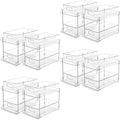 Vtopmart 8 Pack Bathroom Organizer, 2 Tier Clear Under Sink Organizers Vanity Countertop Storage Container,Cabinet Drawers Bins, Pull-Out Organization with Track for Pantry, Kitchen