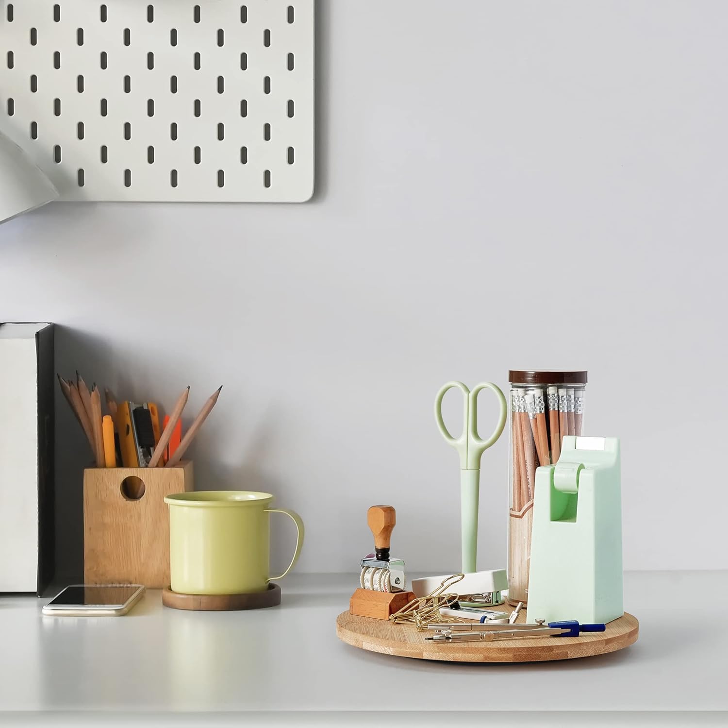 10 Inch Bamboo Lazy Susan Organizer Turntable for Kitchen Cabinet Table Refrigerator Lazy Susans Spice Rack for Pantry Countertop Organization