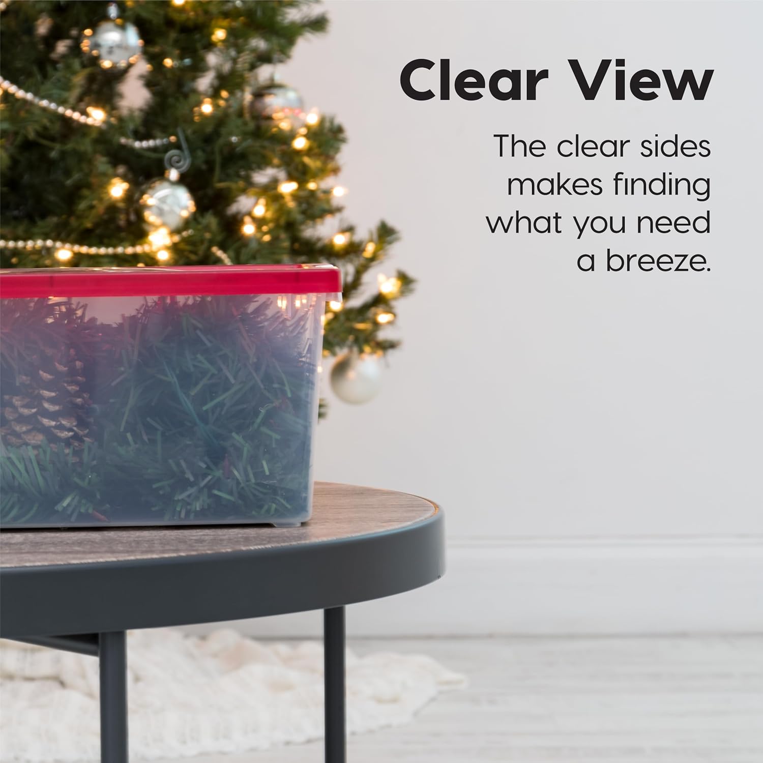 IRIS USA 12 Qt. Plastic Storage Bins Containers with Lids, 4 Pack, Sensory Bin, Craft Storage, Craft Organizers and Storage, Organizing Container for Home, Office School Supplies, Stackable, Clear/Red