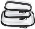 Clear Hard Shell Zipper Case 3 Pack, Hard Plastic Bag, Clear Travel Toiletry Pouch,Portable Cosmetic Bag with Zipper,Toy Storage Bins, Pencil Storage Organizer, Office Supplies Storage Case