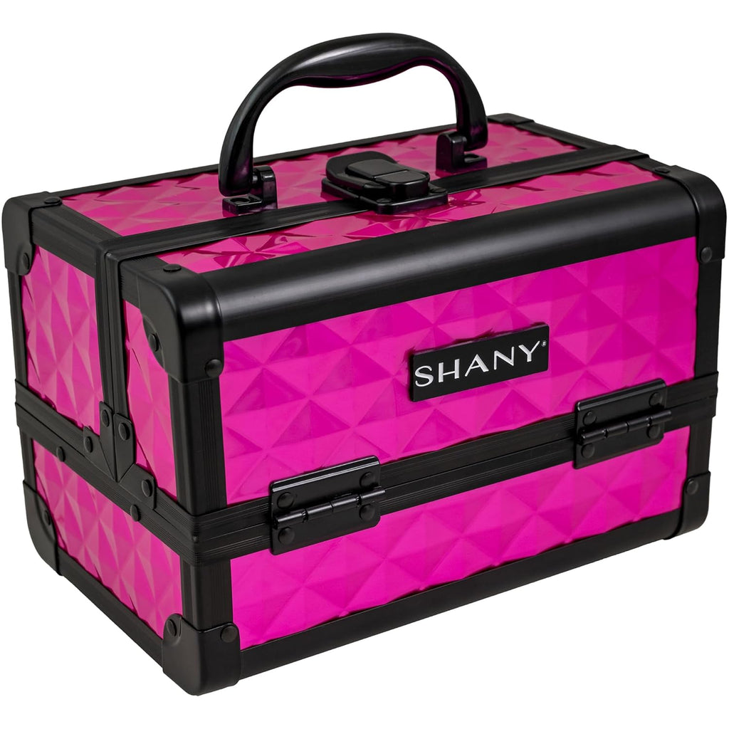 SHANY Chic Makeup Train Case Cosmetic Box Portable Makeup Case Cosmetics Beauty Organizer Jewelry storage with Locks, Multi trays Makeup Storage Box with Makeup Mirror - FOXY PINK