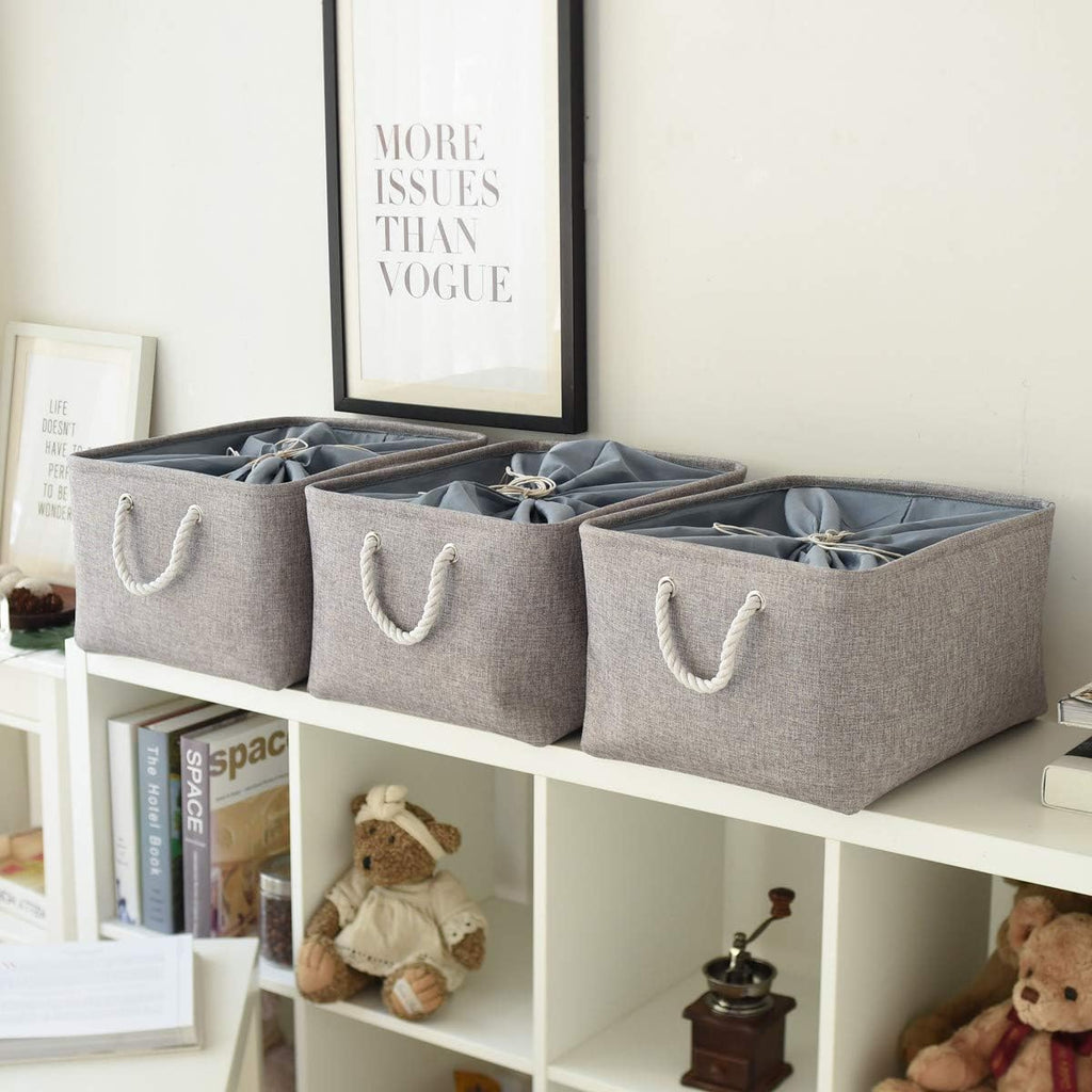 TheWarmHome Fabric Storage Bins Baskets for Organizing, Large Sturdy Storage Basket W/Handles, Decorative Foldable Storage Baskets for Shelves Closet Nursery Toy (X Large - 3 Pack 17.7L×13.8W×9.8H)