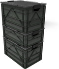 SIDIO CRATE Pro Pack - Two Full Size and One Half Size Heavy Duty Stackable Storage Bins, Totes and Containers with Lids and Dividers - Durable Organizer for Home, Office, Garage, and Outdoor Use