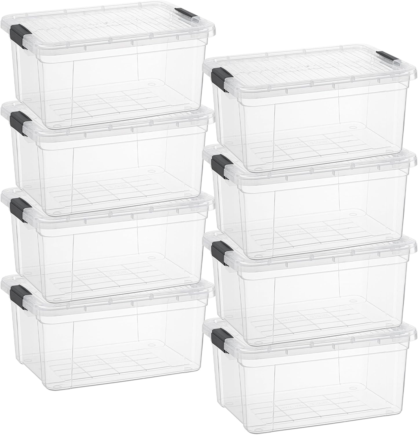 Superio Storage Bins with Lids - Clear Boxes for Organizing, Stackable Plastic Containers - BPA Free, Non-Toxic, Odor Free, Organizer for Home, Office, Dorm(8 Pack, 11 Qt)