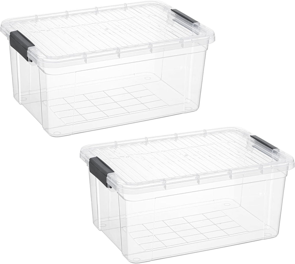 Superio Storage Bins with Lids- 2 Pack, 21 Qt Clear Boxes for Organizing, Stackable Plastic Containers- BPA Free, Non-Toxic, Odor Free, Organizer for Home, Office, Dorm