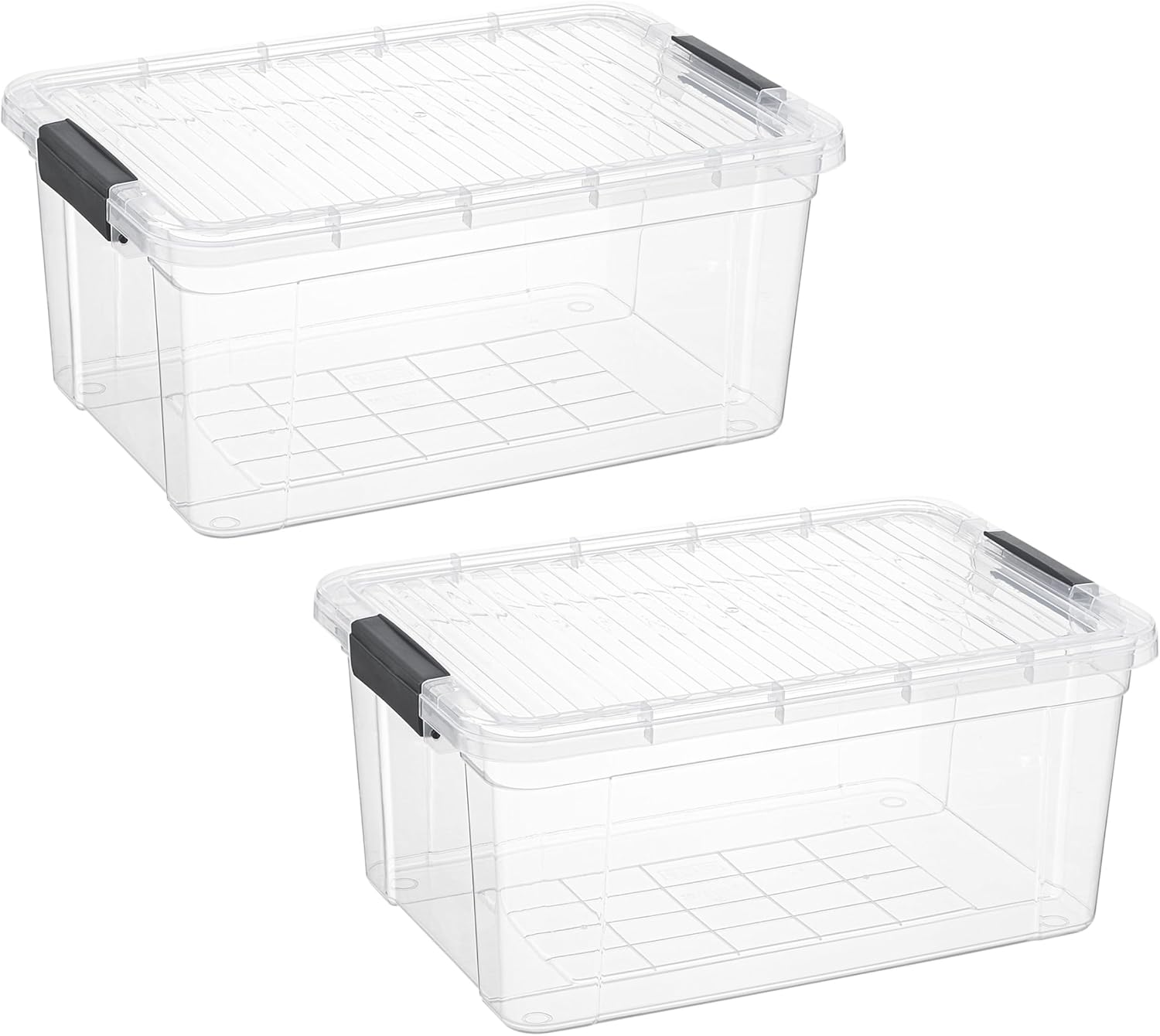 Superio Storage Bins with Lids- 2 Pack, 21 Qt Clear Boxes for Organizing, Stackable Plastic Containers- BPA Free, Non-Toxic, Odor Free, Organizer for Home, Office, Dorm