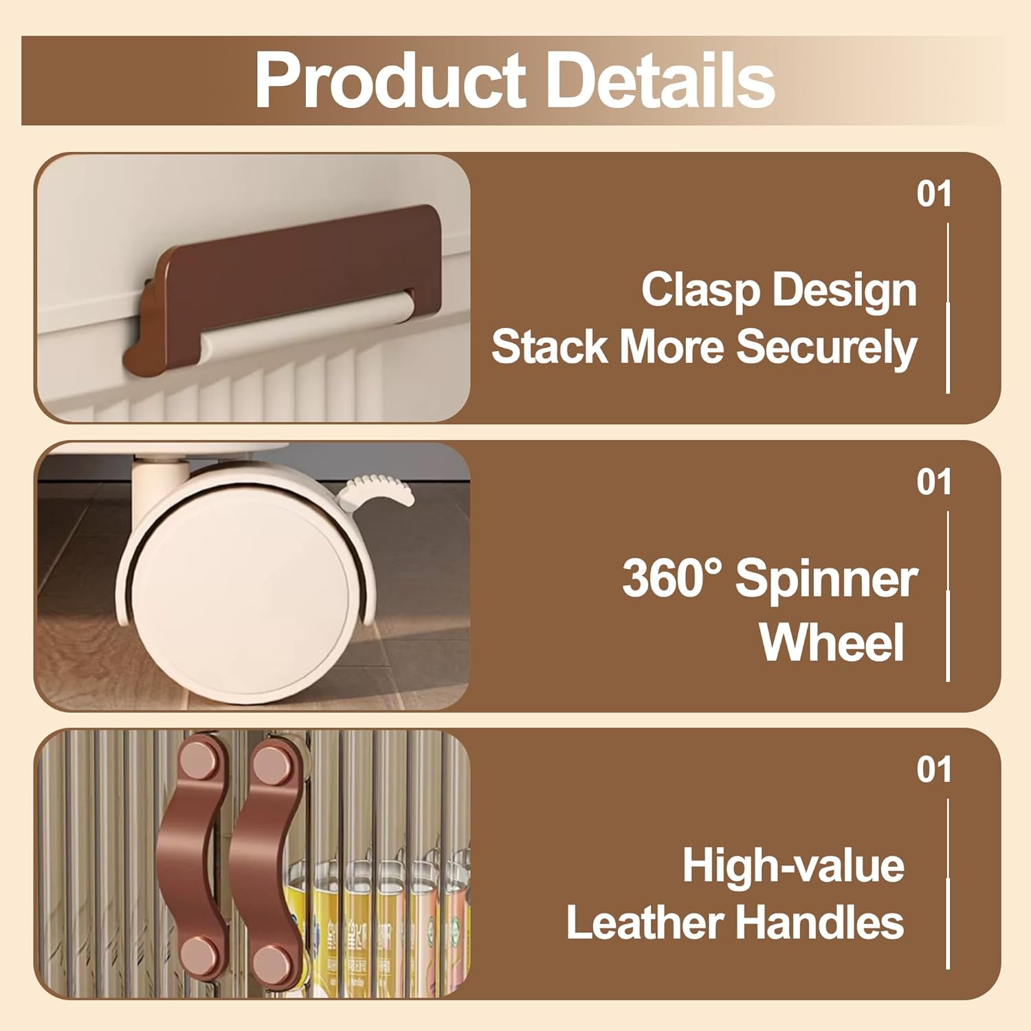 SAILUN 145Gal/580Qt Stackable Storage Bins Folding Collapsible Storage Bins with Lid, Closet Organizers and Storage Box with Door Beige 26" W x 17" D x 71" H