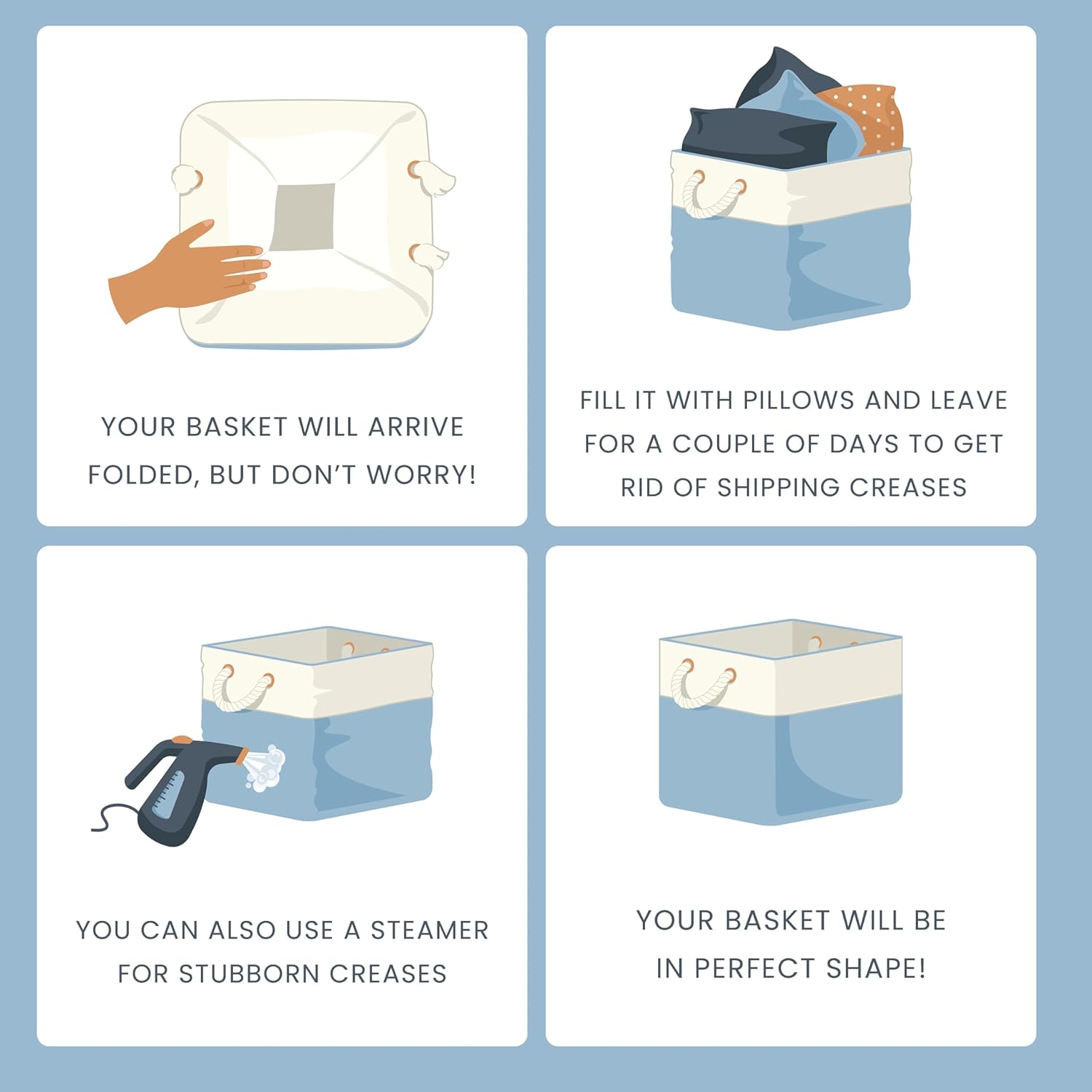 OrganiHaus 13x13 Cube Storage Bins 3 Pack, Foldable Cube Storage Organizer w/ Rope Handles, Collapsible Fabric Bins for Toys, Clothes & Closet Organization, Fabric Square Baskets - Gray/Black