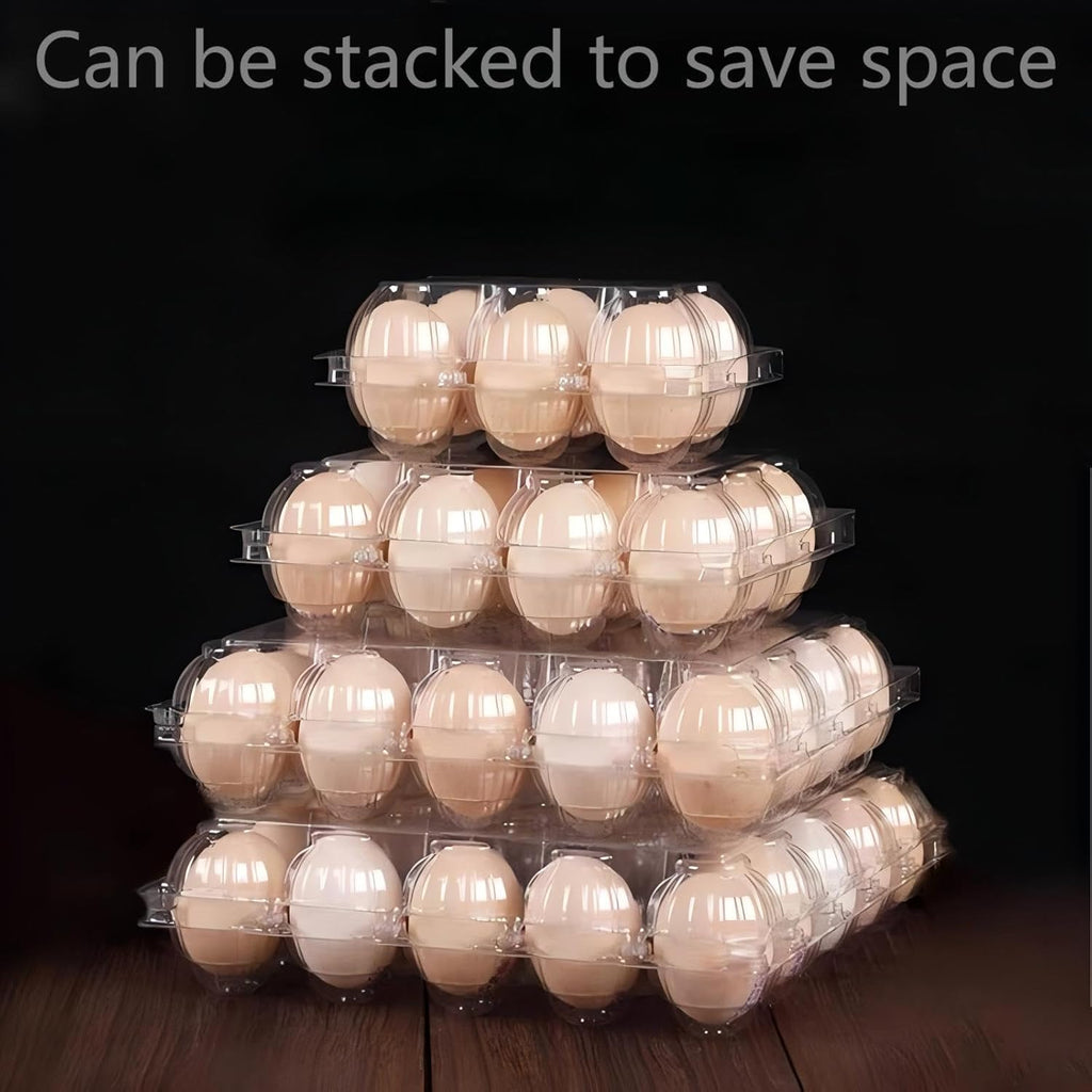 40 Pack 12-Egg Cartons Plastic Clear 3X4 Grids Reusable Storage Container, Stackable Cheap Bulk 1/2 Dozen Egg Trays for Refrigerator/Farms/Camping/Travel