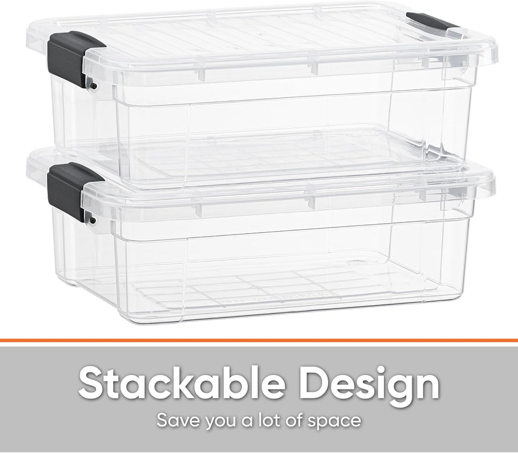 Superio Storage Bins with Lids- 6 Pack, 21 Qt Clear Boxes for Organizing, Stackable Plastic Containers- BPA Free, Non-Toxic, Odor Free, Organizer for Home, Office, Dorm