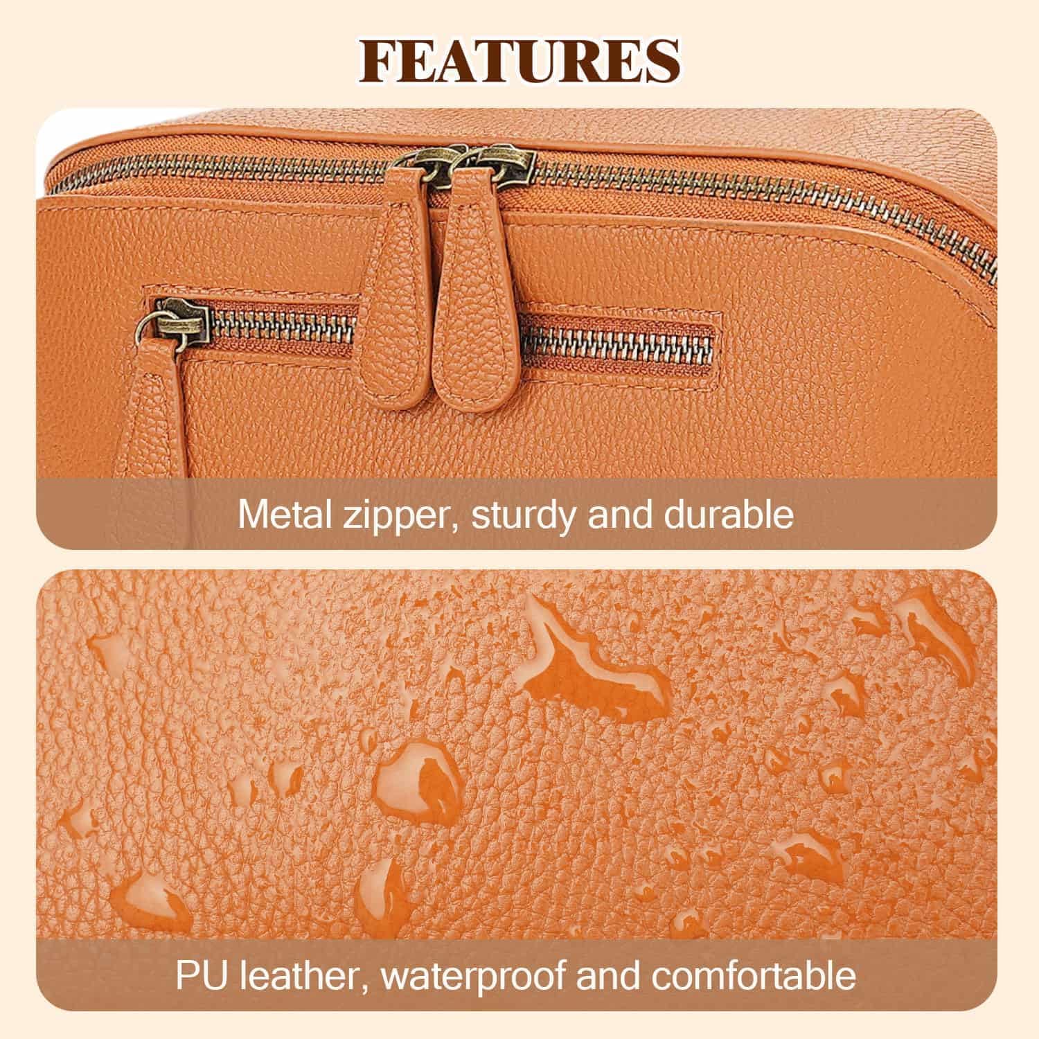 Travel Makeup Bag Large Capacity Cosmetic Bags for Women Waterproof Make up Organizer Toiletry Bag Open Flat Portable with Divider with Handle Pouch (Brown, 3L)