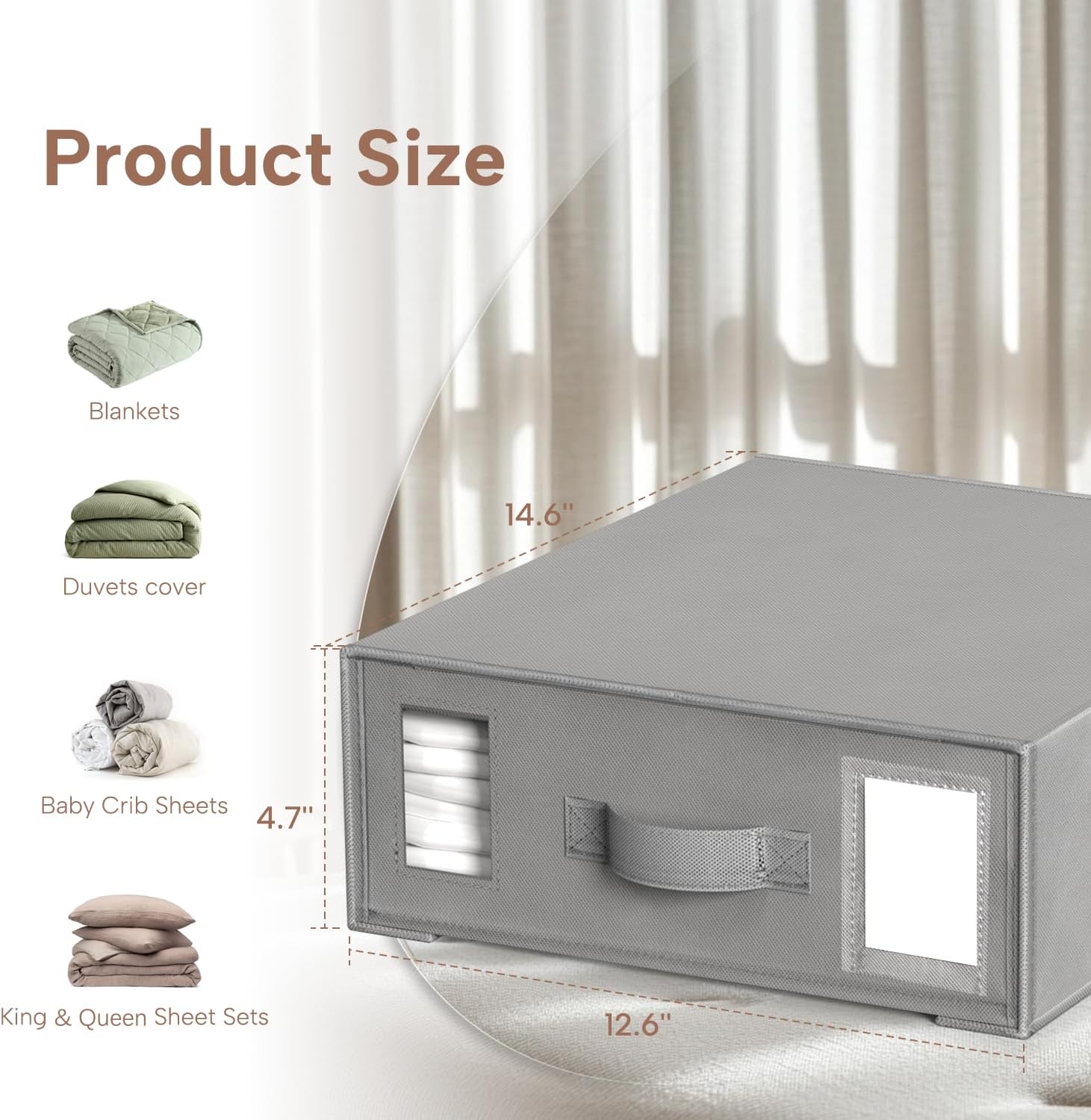 Criusia Bed Sheet Organizers and Storage, 8 Pack Foldable Linen Closet Organizer Box – Bedding Holder for Sheet Set (King/Queen Sizes), Duvet Covers, Blankets (Grey)