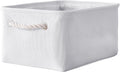 TheWarmHome Decorative Basket for Organizing - Medium-1Pack 13.8L*9.8W*6.7H Rectangular Fabric Storage Bin Organizer Basket with Handles for Clothes (White)