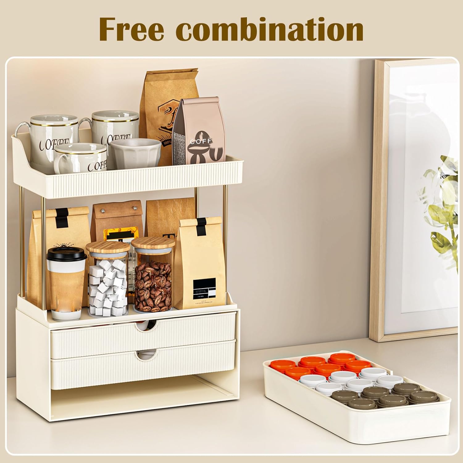 Bathroom Organizers and Storage - 3 Drawers 2 Tier Makeup Organizer, Cosmetic Storage Drawer for Dresser Countertop and Bathroom Vanity for Large Skincare, Perfume, Cream White