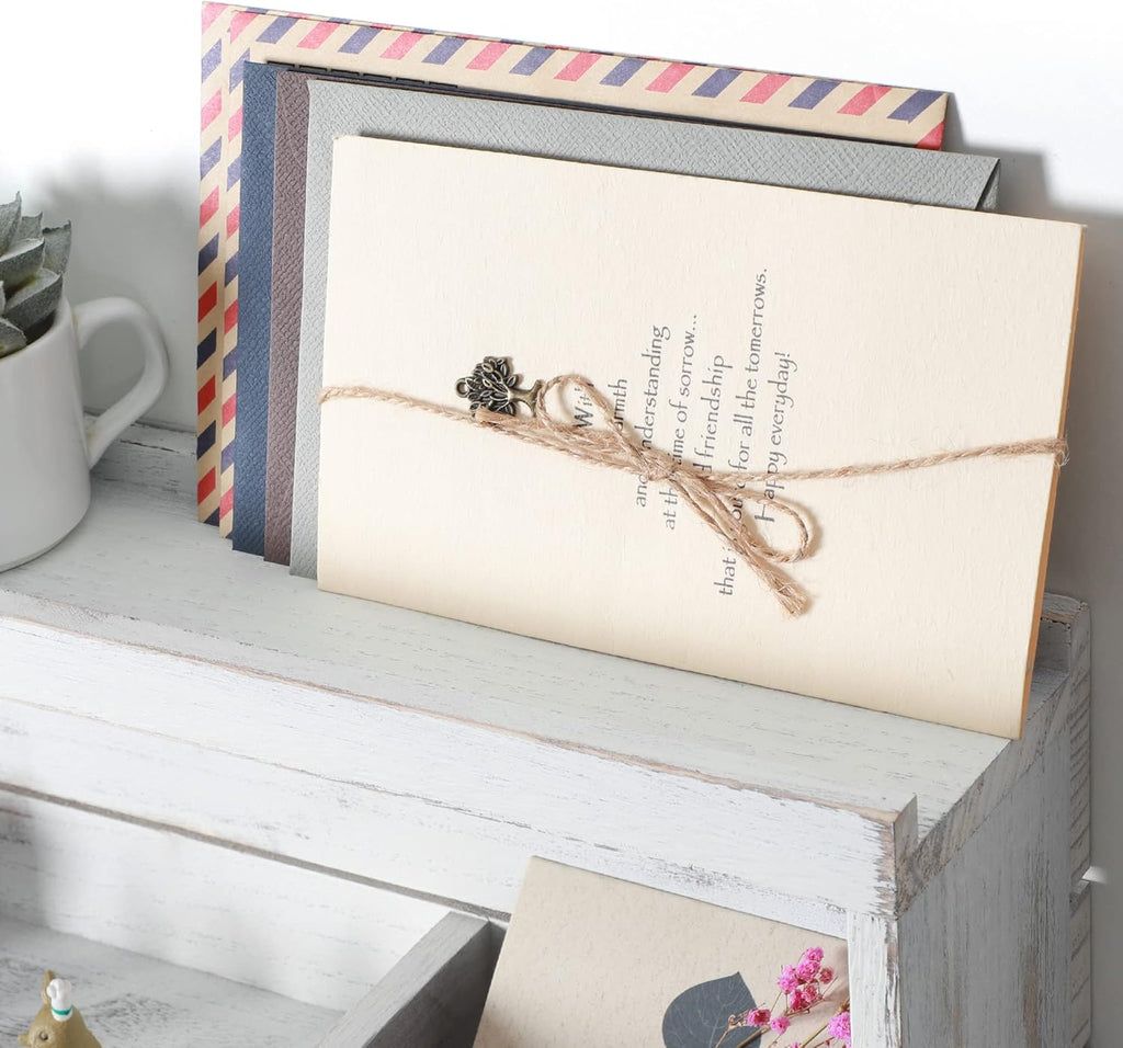 Innovation Key and Mail Holder for Wall, Key Holder Wall Mount, Mail Organizer with 9 Hooks, Ivory