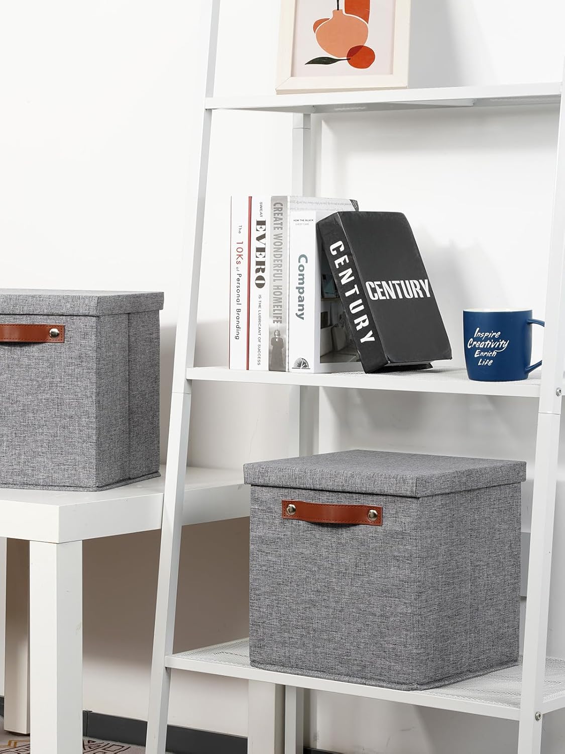 Temary Foldable Fabric Storage Bins with Lids, 2-Pack Storage Bin for Organizing Living Room, Closet Organization, Multi-Purpose Storage Boxes for Clothes (Grey, 10.5x10.5x10.5 inch)