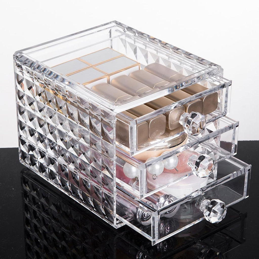 Clear Acrylic Makeup Organizer Drawer Cosmetic Storage Case for Lipsticks Skincare Desktop Organizer with Large Capacity Transparent Holder