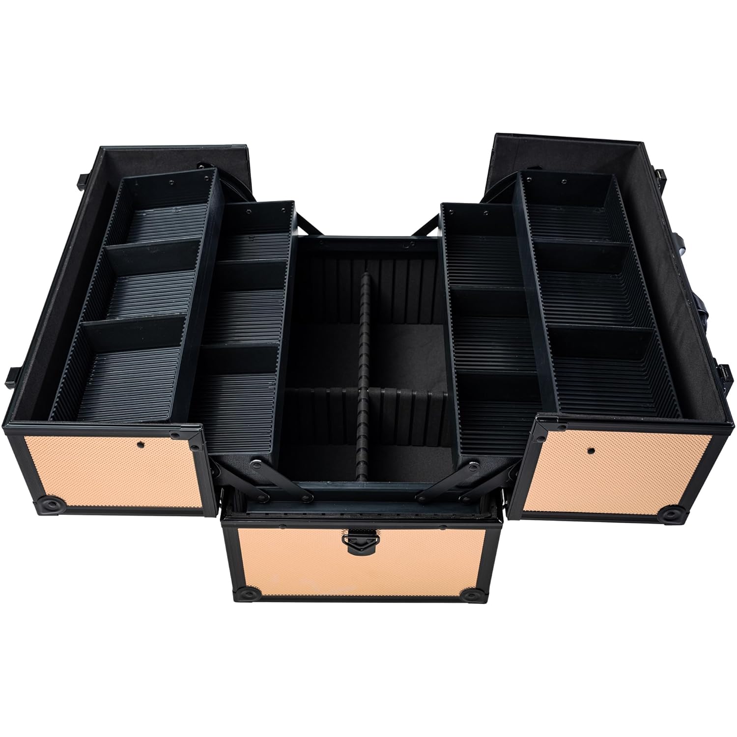 SHANY Essential Pro Makeup Train Case Cosmetic Box Portable Makeup Case Cosmetics Beauty Organizer Jewelry storage with Locks, Multi Compartments Makeup Box and Shoulder Strap - Black Rose