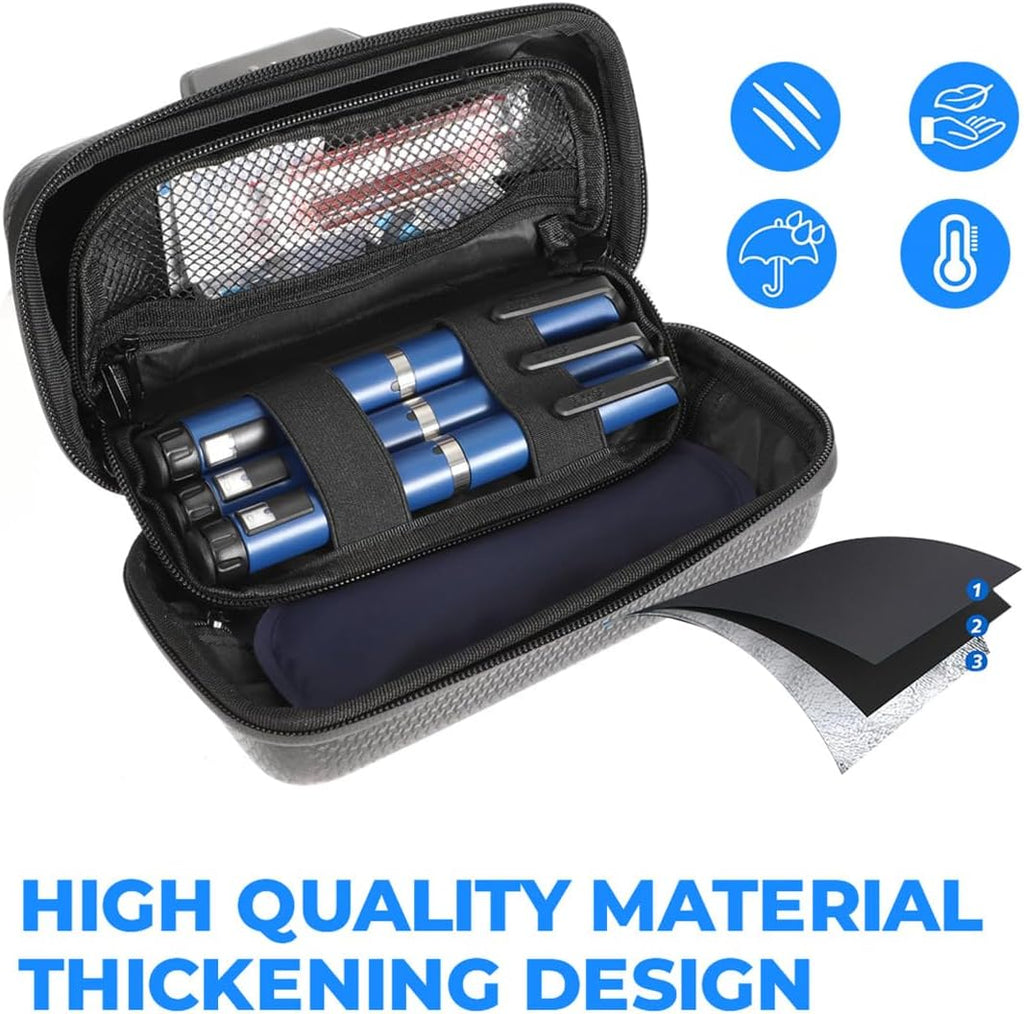 Insulin Cooler Travel Case Diabetic Medication Insulated Cooling Organizer with Temperature Display Insulin Pen Cooler Portable Refrigerated Medicine Bag with 2 Ice Pack