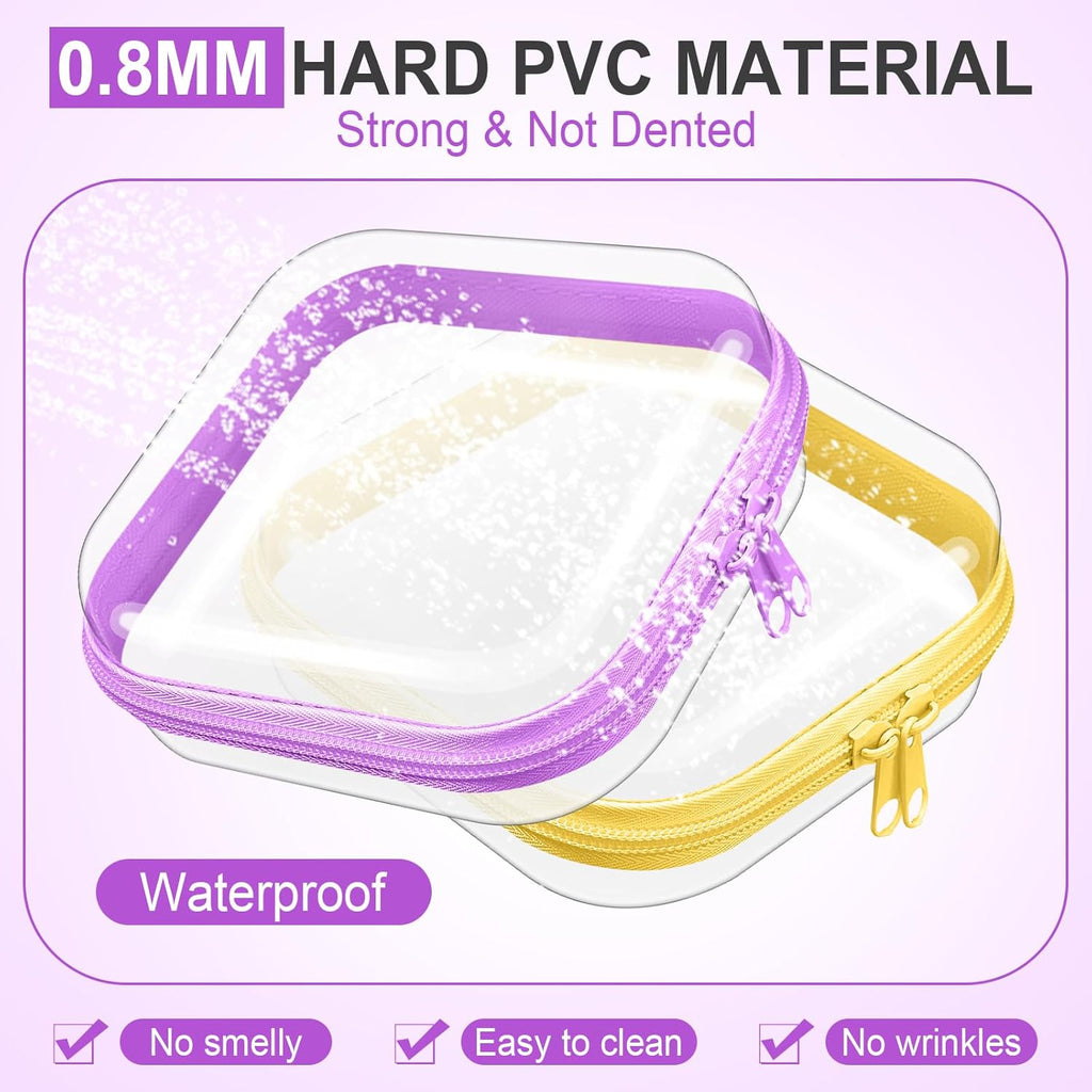 Sanwuta 6 Pcs Clear Hard Zipper Case Hard Plastic Zipper Pouches Transparent Makeup Bag Pencil Pouches for Travel Snacks Christmas Trinket Storage Organizer Box(Colorful,5 x 5 x 2 Inch)