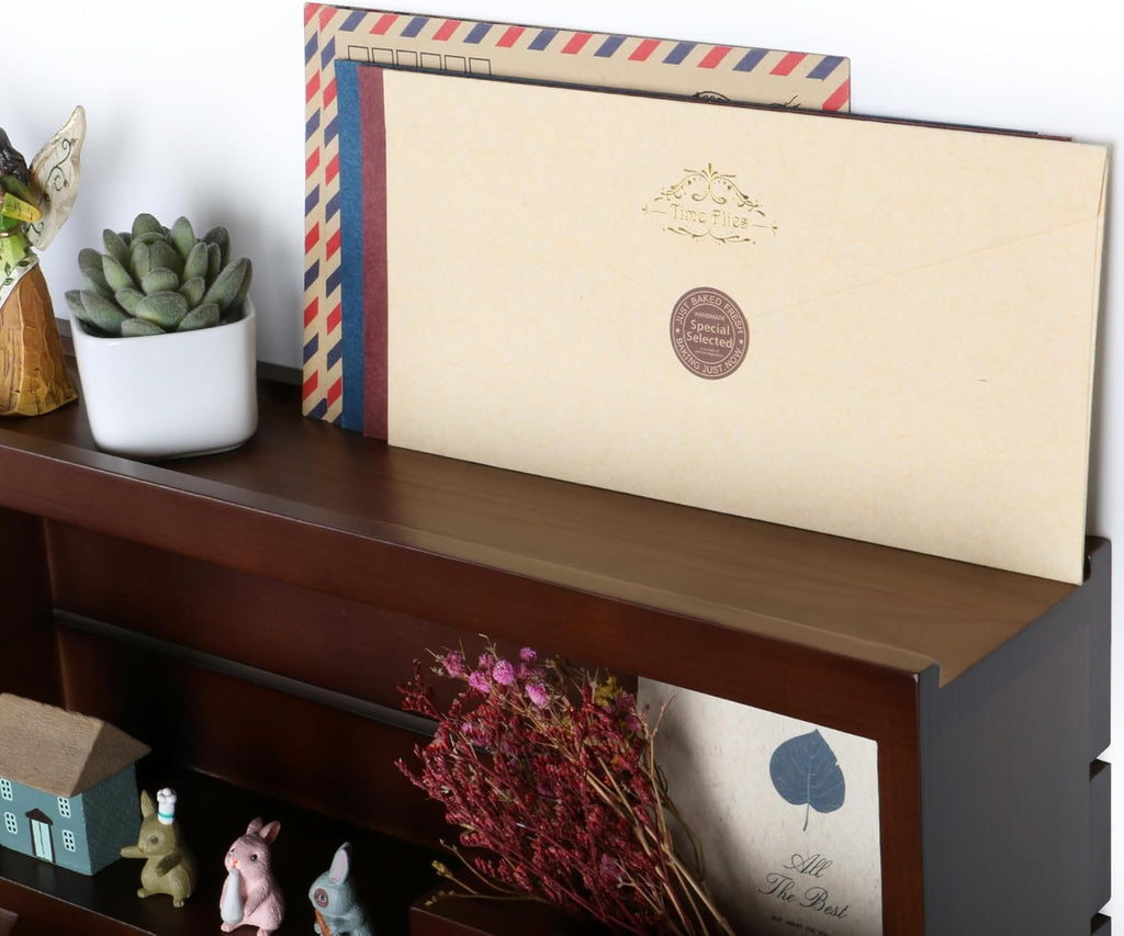 Innovation Key Holder for Wall, Mail Organizer with Key Hooks, Keys Holder on Wall, Walnut