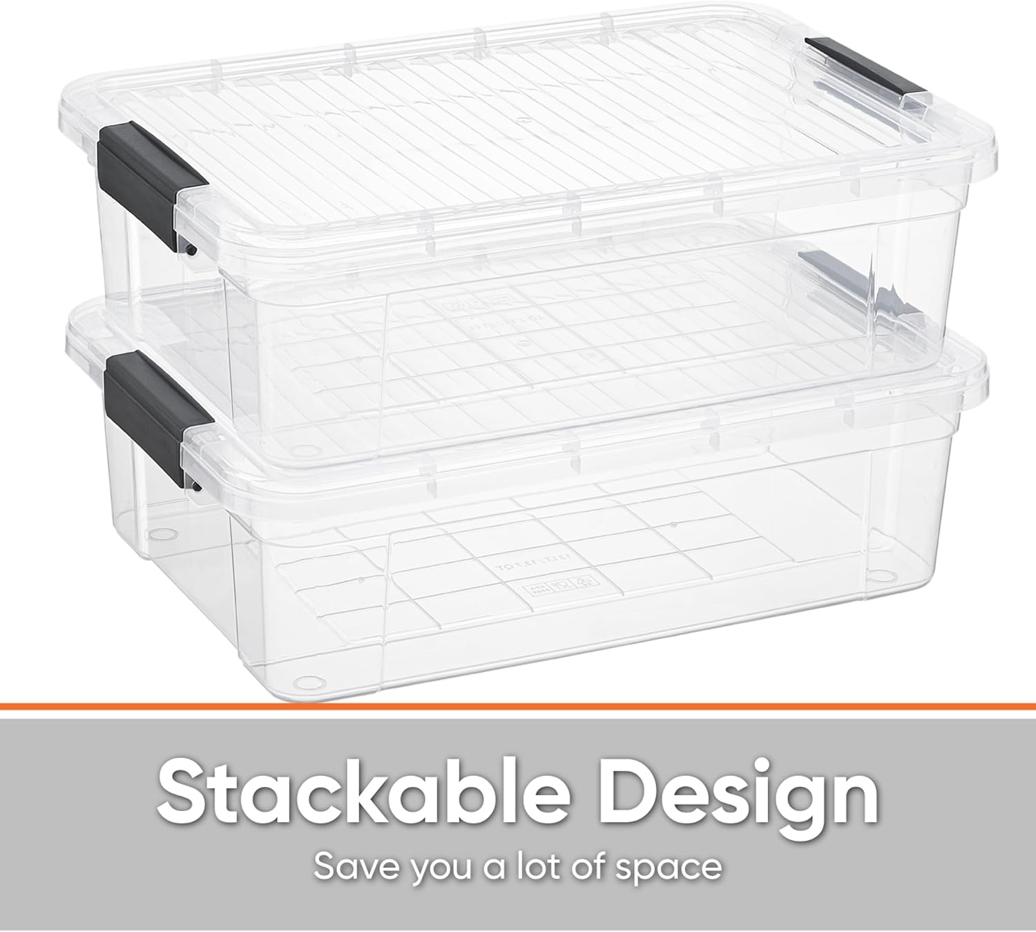 Superio Clear Storage Boxes with Lids, 13.7 Quart Plastic Container Bins for Organizing, Stackable Crates, BPA Free, Non Toxic, Odor Free, Organizers for Home, Office, School, and Dorm
