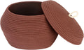 Sea Team Round Cotton Rope Storage Basket with Lid, Decorative Woven Storage Bin, Pot, Caddy, Organizer, Container for Snacks, Towels, Plants, 13 x 9 Inches (Large, Brown)