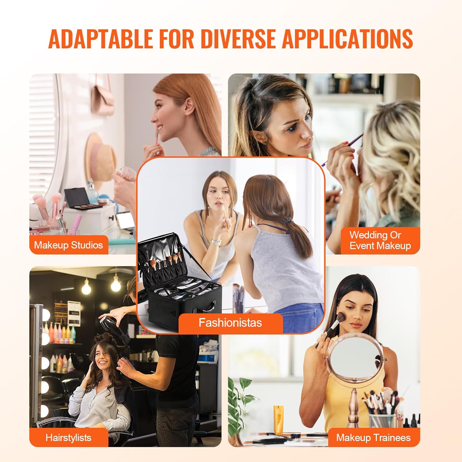 VEVOR Makeup Train Case Professional Makeup Storage Organizer Box Make Up Carrier for Women and Girls