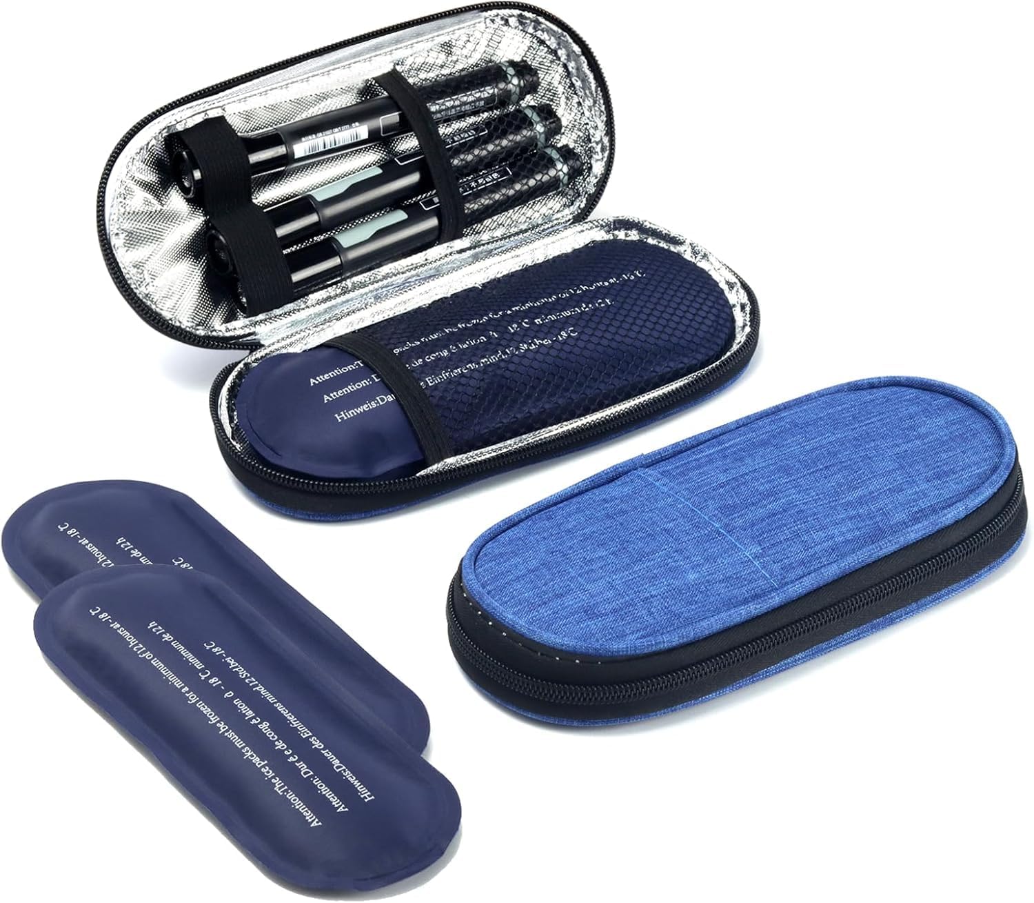 Insulin Cooler Travel Case, Medication Diabetic Cool Organizer Bag with 2 Ice Packs for Daily Life and Trip Use, Blue