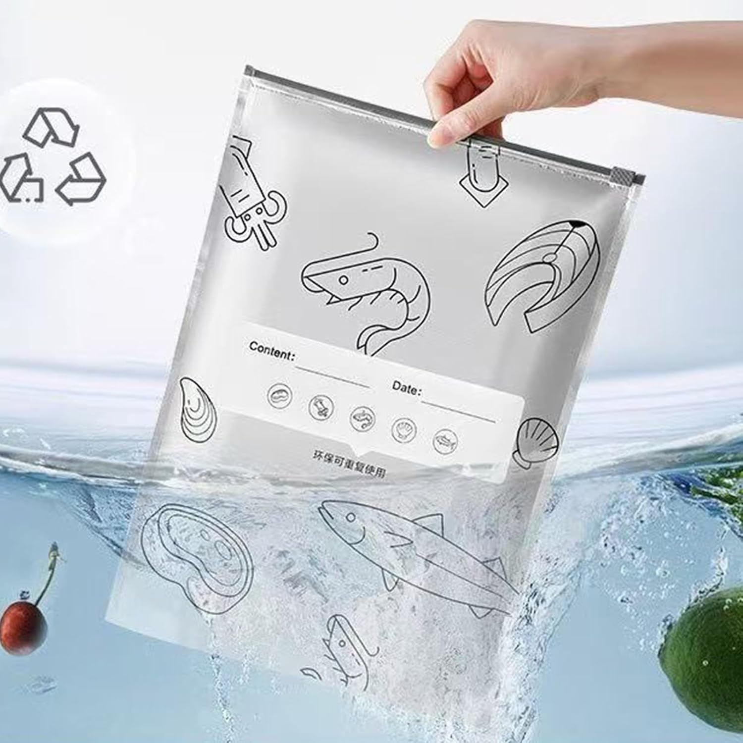 Reusable Food Storage Bags - Zipper Lock Reusable Food Storage Pouches, 30 Pieces Aluminium Foil Freezer Organizer for Kitchen, Pantry, Container for Seafood, Meats, Vegetables, Snacks, Candy, Fruit