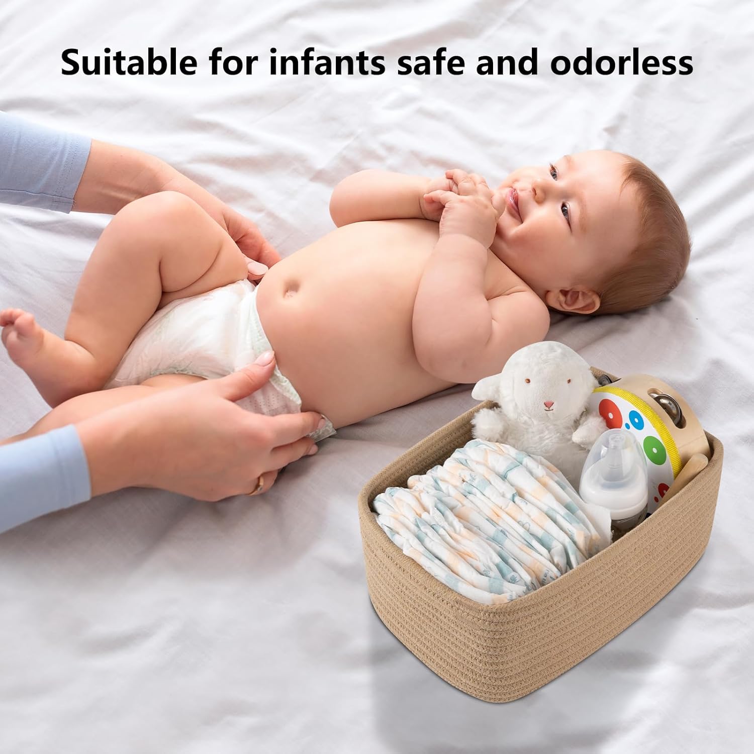 4 Pack Small Storage Shelf Baskets for Organizing, Mini Woven Rope Storage Bins for Towels, Cute Decorative Closet Organizer，Baby Nursery, Gift Empty Baskets -11.81''Lx7.87''Wx4.72''H-Jute