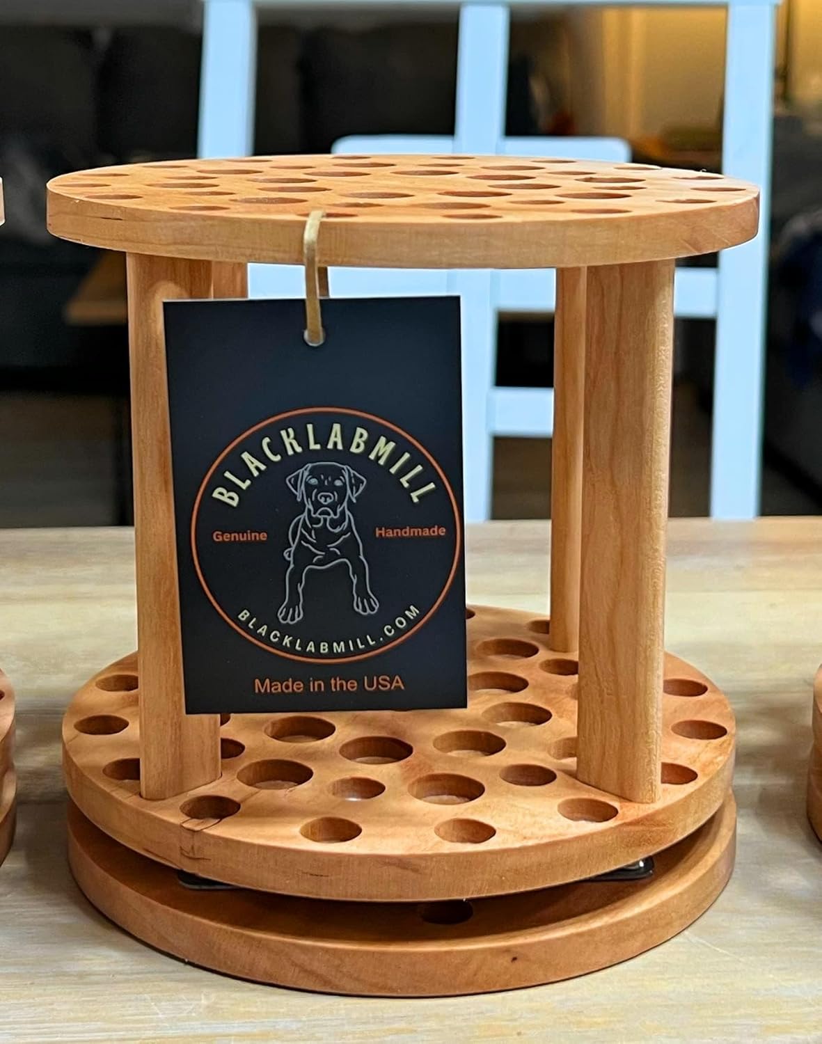 Rotating Paint Brush Holder - Handmade Paint Brush Holder Rotating Art Supply Organizer – Large Capacity Cherry Hardwood Brush Organizer for Desk, Arts and Crafts