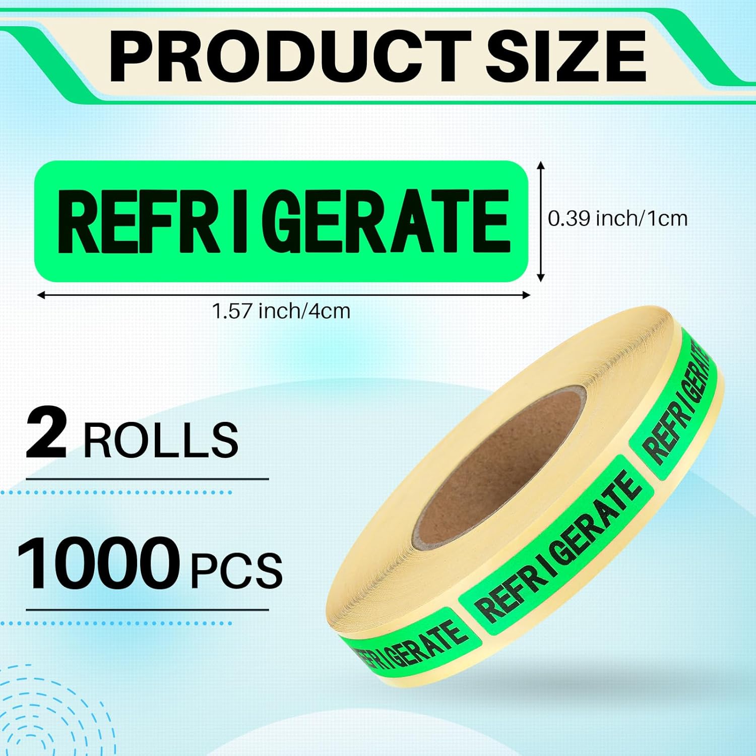 1000 Pcs Keep Refrigerated Stickers 0.39" x 1.57" Pharmacy Sticker Medical Label Veterinary Auxiliary Sign Waterproof Freeze for Medicine Pill Syringe Food Candy Meat Mailing(Green)