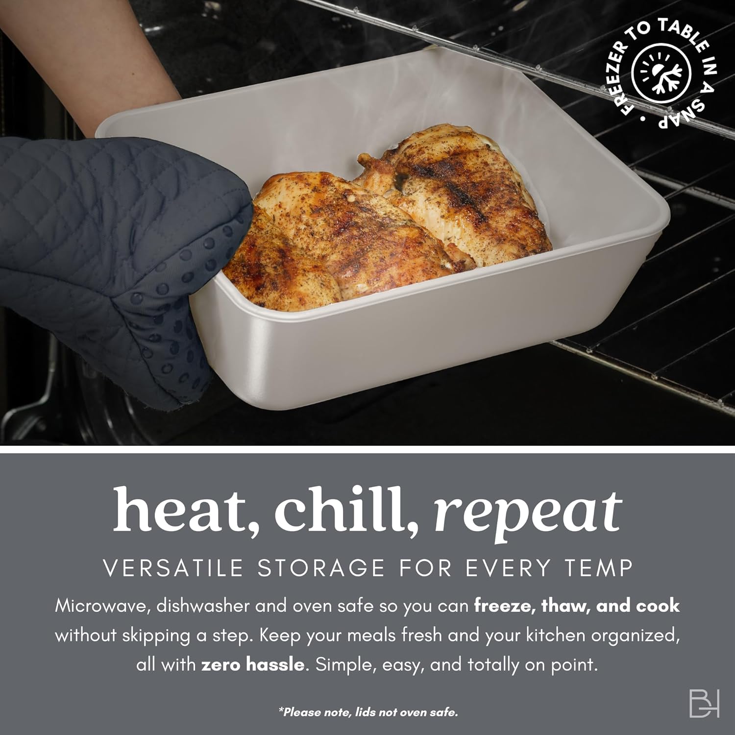 Ceramic Coated Glass Food Storage Container | No PTFE, PFOA, PFAS, and BPA | Reusable Non Toxic Meal Prep Container with Glass Lid | Easy To Store | 3 Cup Rectangle [Crema]