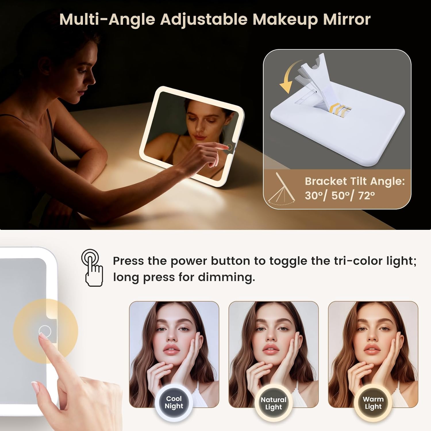 Makeup Bag with LED Lighted Mirror 12.2 IN Travel Double Layer Makeup Case Adjustable Brightness in 3 Colors Cosmetic Organizer Artist Storage with Dividers Brush Holder Vanity Black Checkerboard