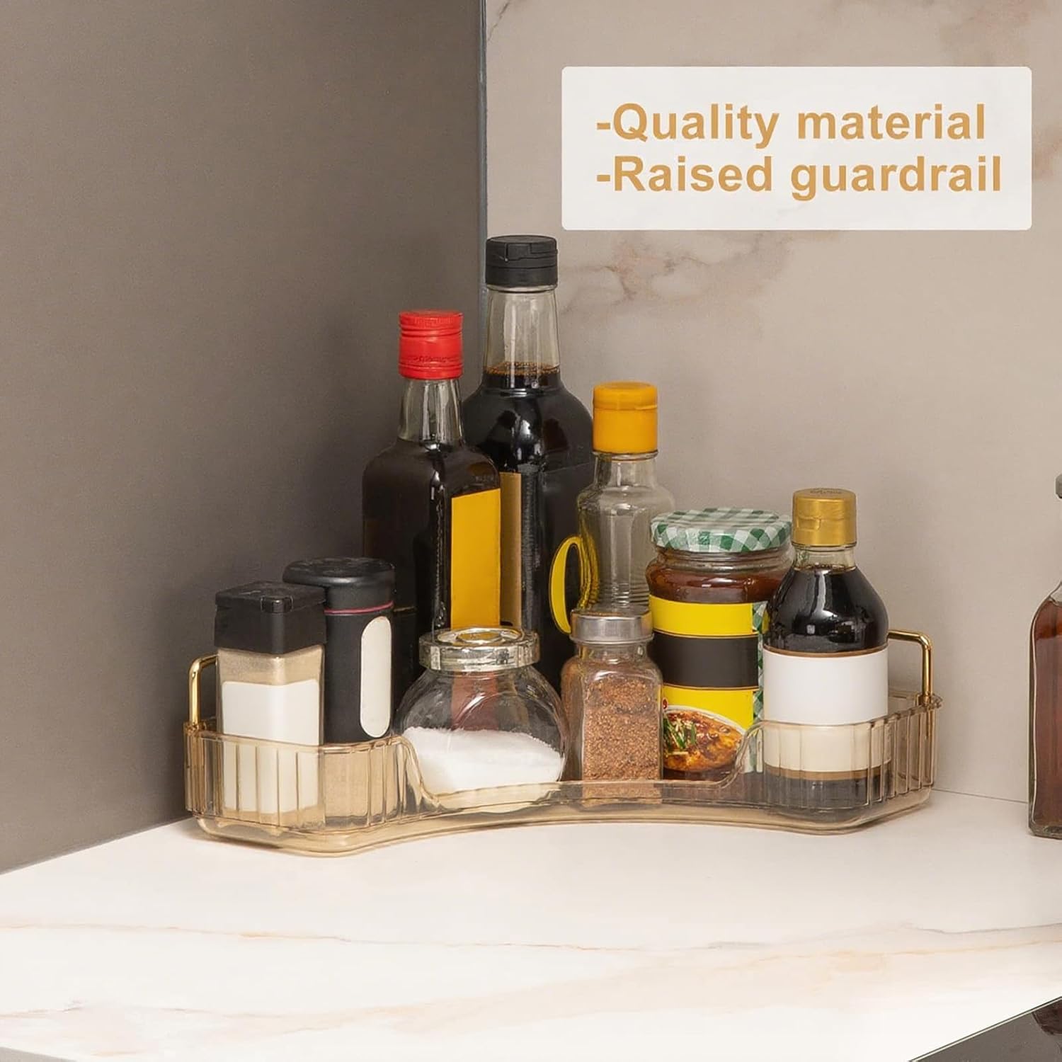 Corner Bathroom Countertop Organizer, Vanity Organizer Trays for Counter, Makeup Organizers, Perfume Tray, Skincare Shelf Storage Gifts for Women Girl Student (Yellow, 1 Tier)