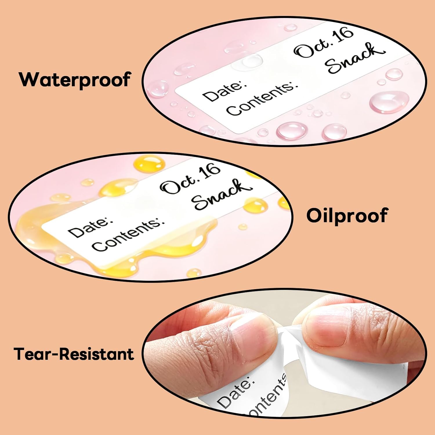 1" x 3" Freezer Labels, 500 PCS Removable Food Storage Stickers, Waterproof & Oil-Resistant Write-On Freezer Labels for Kitchen, Refrigerator, Meal Prep, and Containers, TRSTGIX