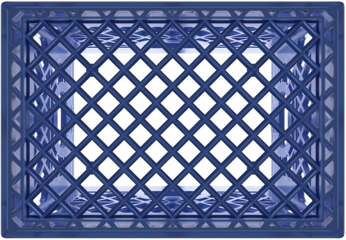 Heavy Duty Plastic Storage Milk Crates, Stackable Utility Organizer Bins, 19x11x13 Inches, 6 Pack, Made in USA, 24 Qt/6 Gallon Capacity (Blue)