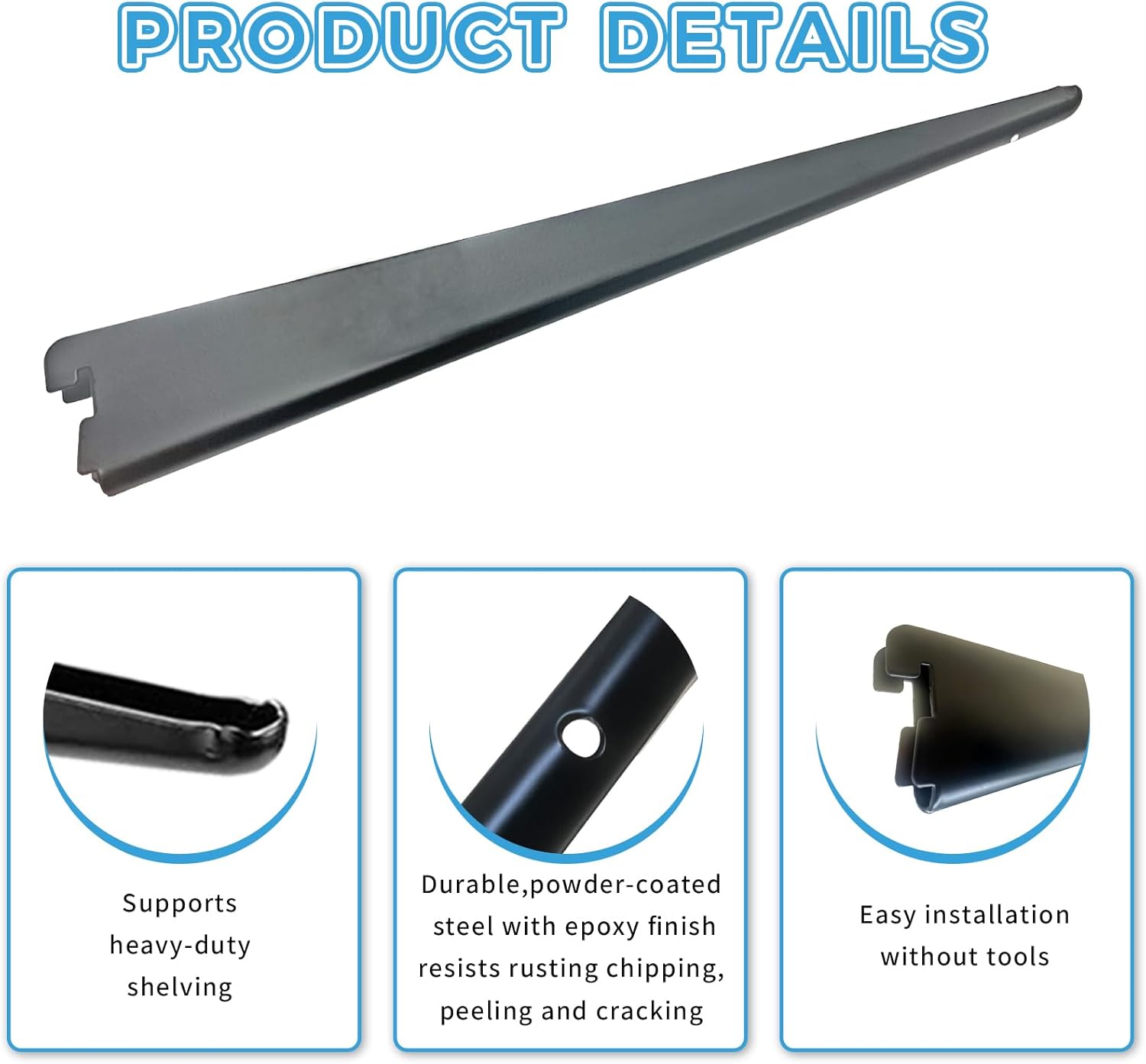 10 Pack 9‑Inch Adjustable Wire Shelf Brackets – Heavy‑Duty Double‑Track Closet & Wall Shelving System Supports（Black）