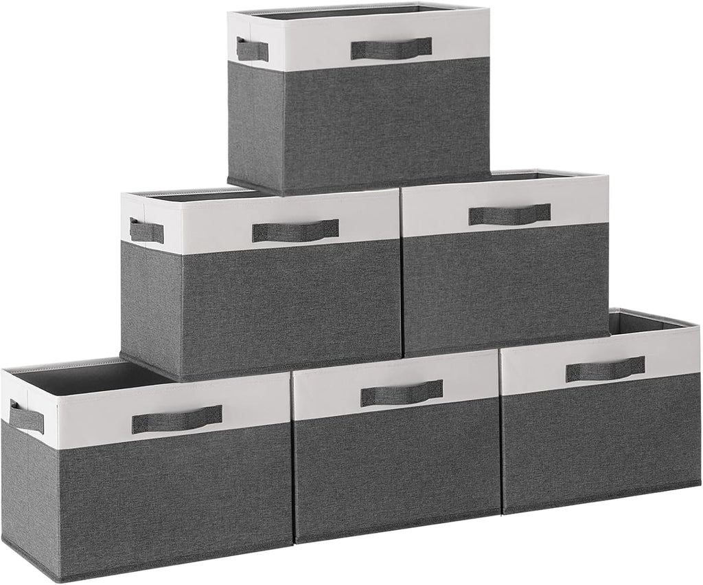 GhvyenntteS 6 Pack Fabric Storage Bins, 15x11x9.6 inch Closet Storage Bins for Shelves with 3 Handles, Foldable Storage Baskets for Shelves, Sturdy Closet Organizers and Storage