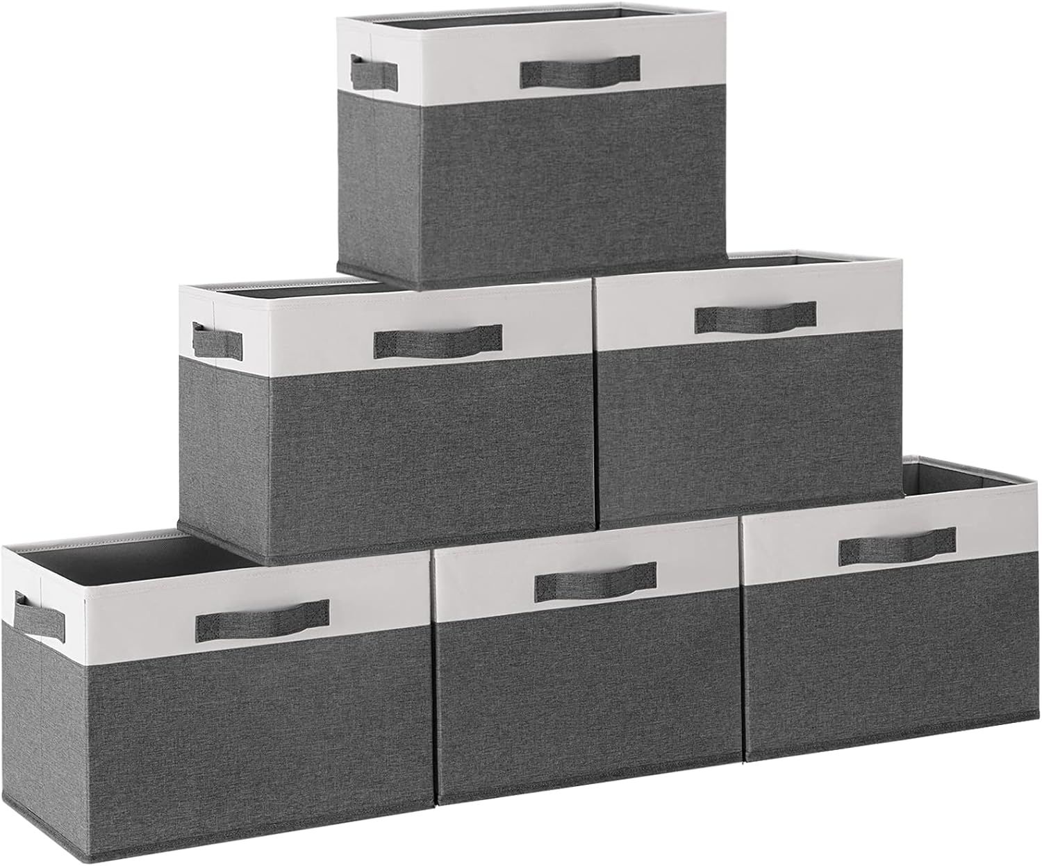 GhvyenntteS 6 Pack Fabric Storage Bins, 15x11x9.6 inch Closet Storage Bins for Shelves with 3 Handles, Foldable Storage Baskets for Shelves, Sturdy Closet Organizers and Storage