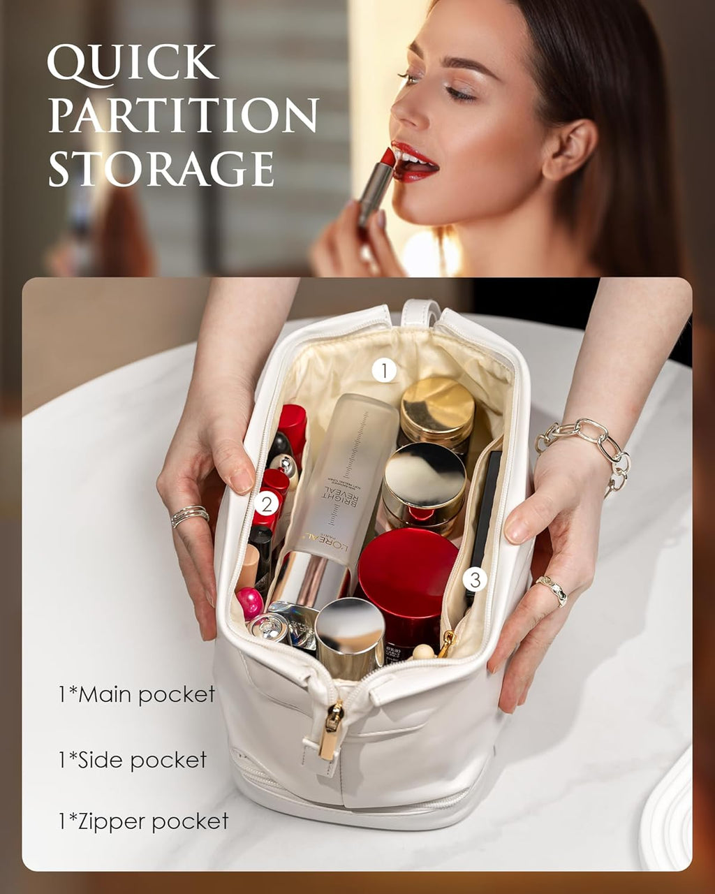 Initial Makeup Bag, Daughter Gifts, Gifts for Teenage Girls Cosmetic Bag with Makeup Brush Organizer, Waterproof, Stuff Bags for Travel Toiletry Bag Cute Things for Girls